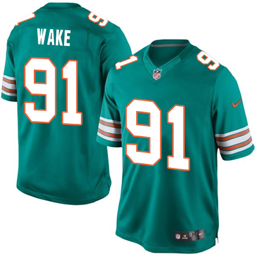 Youth Elite Cameron Wake Nike Jersey Aqua Green Alternate - #91 NFL Miami Dolphins